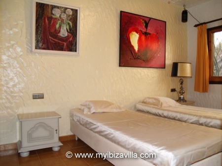 exotic room 2 single beds Of this Spain villa in Ibiza