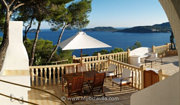 Spain villa 2nd terrace with gas bbq and nice sea views.