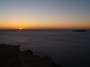 Rustig plateau met Ibiza zee zonsopgang.